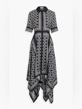SIMKHAI
Abrielle printed TENCEL™ and silk-blend maxi shirt dress size L- NWT